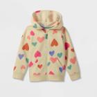 Toddler Girls' Printed Fleece Zip-up Hoodie - Cat & Jack White