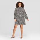 Women's Plus Size Floral Print Long Sleeve Mock Turtleneck Mini Dress - Who What Wear Black 2x, Women's,