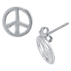 Target Silver Plated Peace Sign Stud Earrings, Women's