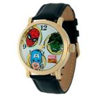 Men's Marvel Spider-man, Hulk And Captain America Vintage Watch Shiny With Alloy Case - Black,