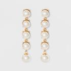 Linear Drop With Simulated Pearl Earrings - A New Day Ivory