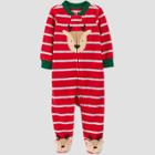 Baby Boys' Reindeer Striped Footed Pajamas - Just One You Made By Carter's Gray/red Newborn