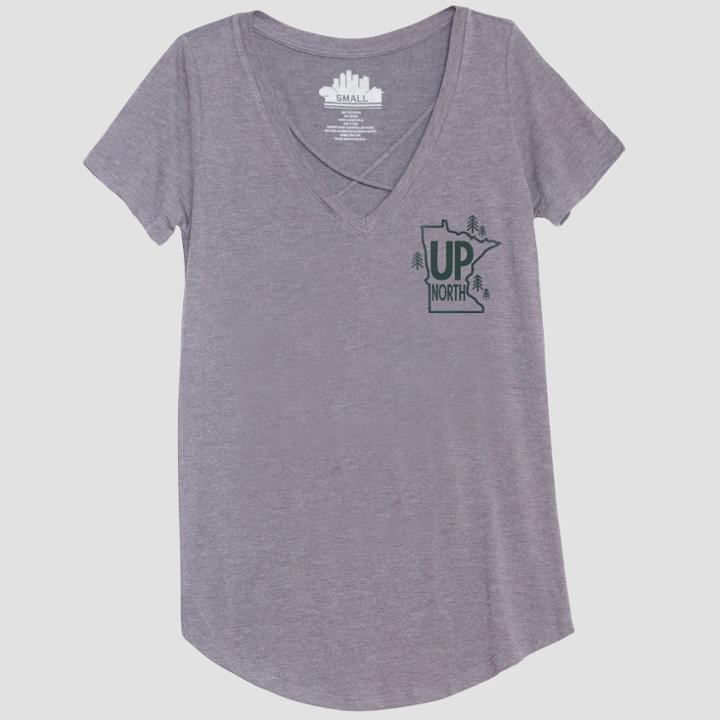 Petitewomen's Short Sleeve Up North Graphic T-shirt - Awake Heather Gray