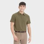 Men's Stretch Woven Polo Shirt - All In Motion Deep Olive