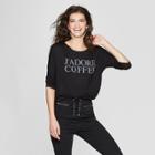 Women's Long Sleeve J'adore Coffee Graphic T-shirt - Zoe+liv (juniors') Black