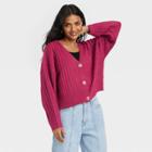 Women's Button-front Cardigan - A New Day Magenta