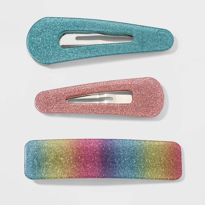 Glitter Acrylic Barrettes And Snap Hair Clips And Pins - Wild Fable