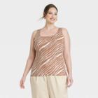 Women's Plus Size Slim Fit Square Neck Tank Top - A New Day Zebra