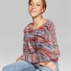 Women's Fuzzy Scoop Neck Pullover Sweater - Wild Fable Red M,