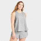 Women's Plus Size Striped Tank Top And Shorts Pajama Set - Stars Above Gray