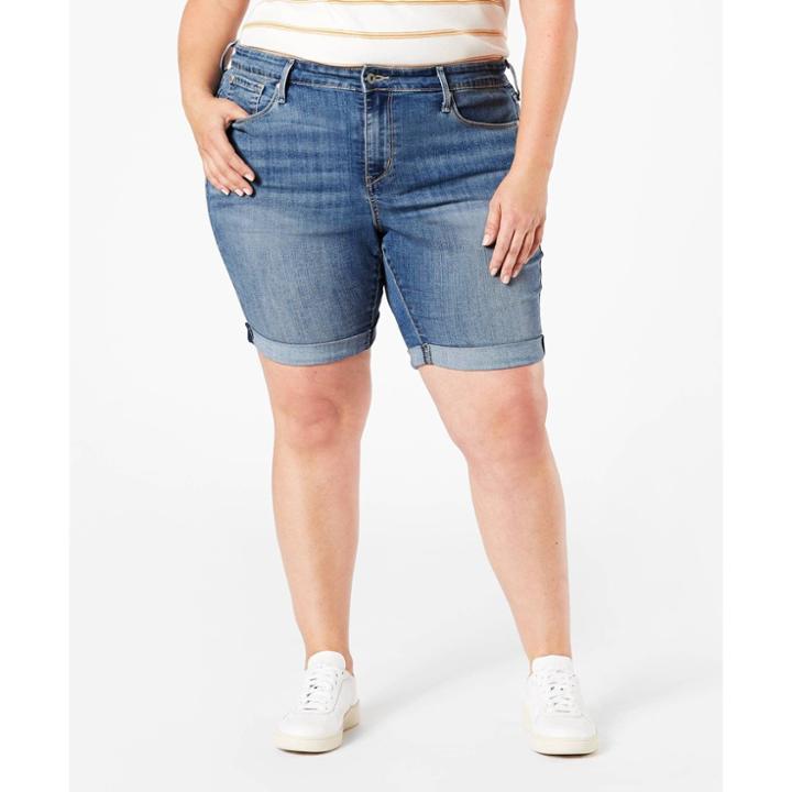 Denizen From Levi's Women's Plus Size Mid-rise Bermuda Jean Shorts - Summer Fling