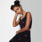 Women's Scoop Neck Sweater Knit Tank Top - Wild Fable Black Cherry Print