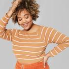 Women's Striped Long Sleeve Off The Shoulder Little T-shirt - Wild Fable