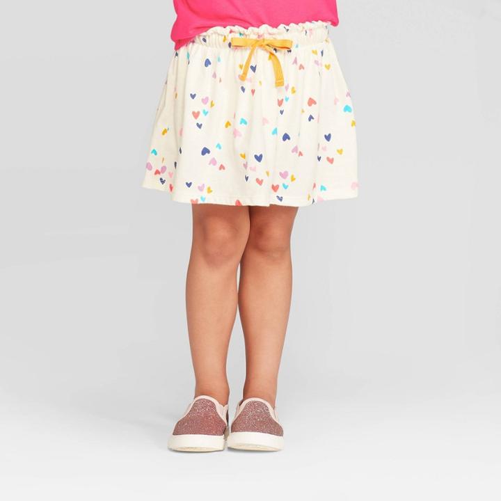 Toddler Girls' Heart Print Scooter - Cat & Jack Cream 2t, Toddler Girl's, White