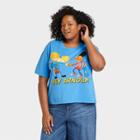 Women's Nickelodeon Plus Size Hey Arnold Short Sleeve Cropped Graphic T-shirt - Blue