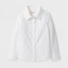Toddler Girls' Adaptive Long Sleeve Button-down Blouse - Cat & Jack White