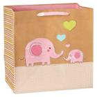 Spritz Gift Bag Baby Girl Elephants On Kraft -