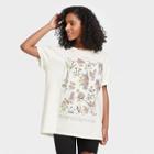Grayson Threads Women's Botanical Short Sleeve Oversized Graphic T-shirt - White