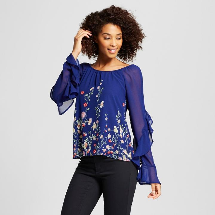 Women's Cascade Statement Sleeve Top - 3hearts (juniors') Blue Xl, Blue Purple