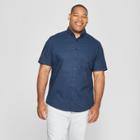 Men's Big & Tall Standard Fit Short Sleeve Poplin Button-down Shirt - Goodfellow & Co Blue Foil