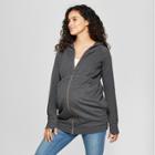 Maternity Long Sleeve Zip Hoodie - Isabel Maternity By Ingrid & Isabel Charcoal Gray Heather
