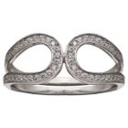 Target Women's Clear Pave Cubic Zirconia Double Loop Ring In Sterling Silver - Clear/gray (size 8),