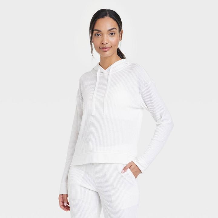 Women's Waffle Knit Lounge Sweatshirt - Stars Above Cream