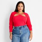 Women's Plus Size Ribbed Cut Out Neck Bodysuit - Future Collective With Kahlana Barfield Brown Red