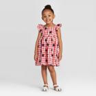 Petitetoddler Girls' Short Sleeve Gingham Star Dress - Cat & Jack Red 12m, Toddler Girl's,
