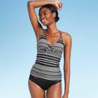 Women's Tie Tankini Top - Kona Sol Black Stripe Xs, Women's, White Black