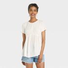 Women's Short Sleeve Pintuck T-shirt - Knox Rose White