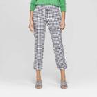 Women's Plaid Straight Leg Slim Ankle Pants - A New Day Navy/white (blue/white)