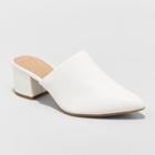 Women's Bianca Wide Width Pointed Heeled Mules - A New Day White 9.5w,