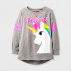 Girls' Unicorn Emoji Sweatshirt - Athletic Heather -