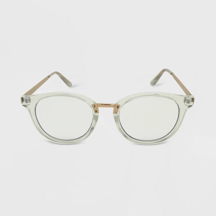 Women's Crystal Round Blue Light Filtering Glasses - Wild Fable Clear