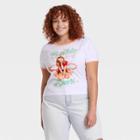 Women's Britney Spears Plus Size Ringer Baby Short Sleeve Cropped Graphic T-shirt - White