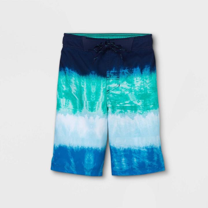 Boys' Colorblock Tie-dye Swim Trunks - Cat & Jack Blue