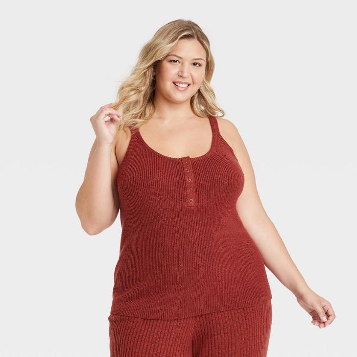 Women's Plus Size U-neck Sweater Tank - Universal Thread Burgundy
