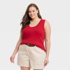 Women's Plus Size Slim Fit Tank Top - A New Day Dark Red