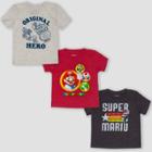 Toddler Boys' 3pk Super Mario Short Sleeve T-shirts - Gray/red/charcoal 3t,