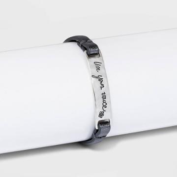 Bella Uno Bellissima Recycled Silver Plated Use Your Voice Leather Bracelet -