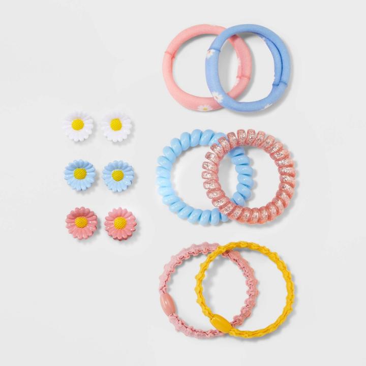 Girls' Mixed Daisy Claw Clips And Pony Set - Cat & Jack