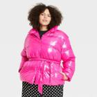 Women's Plus Size Tie-waist Puffer Jacket - Who What Wear Pink