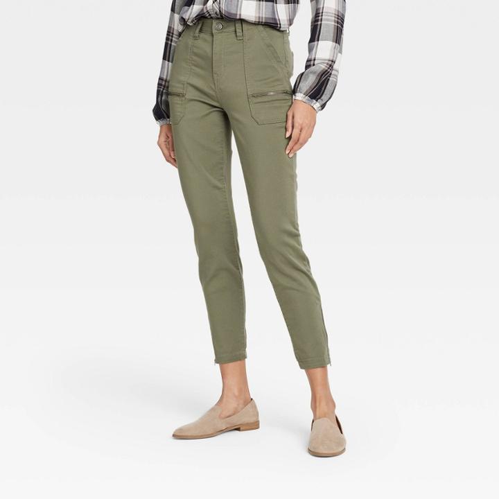 Women's Mid-rise Utility Ankle Pants - Knox Rose Olive