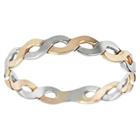 Journee Collection Women's Tressa Collection Sterling Silver Two Tone Band With Twisted Design - Silver/ Gold (6), Size: 9,