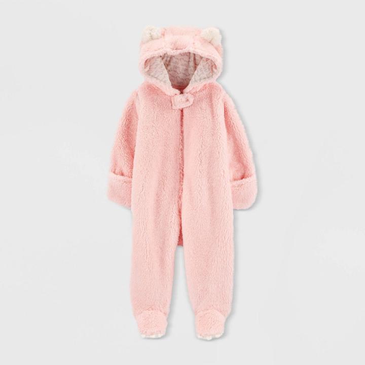 Baby Girls' Sherpa Overcoat Jacket - Just One You Made By Carter's Peach Newborn, Girl's, Pink