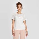 Women's Short Sleeve Eyelet Top - A New Day White