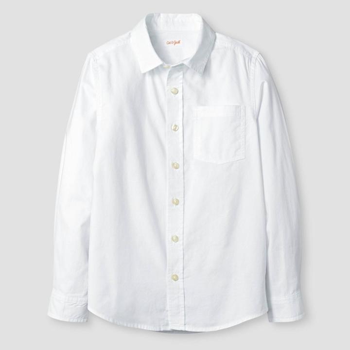 Boys' Long Sleeve Button-down Oxford Shirt - Cat & Jack White M, Boy's,