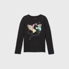 Girls' Long Sleeve Flying Unicorn Graphic T-shirt - Cat & Jack Black