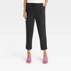 Women's High-rise Tapered Fluid Ankle Pull-on Pants - A New Day Black